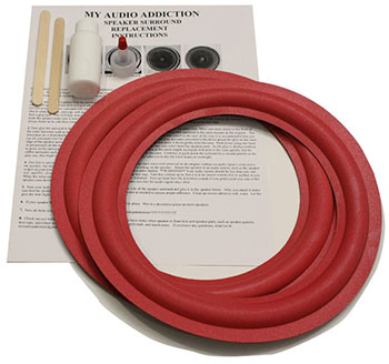 thumbnail image 2 of LASE 18" Speaker Foam Surrounds – Cerwin Vega Red, DIY Repair Kit With Glue & Instructions 2 of 5